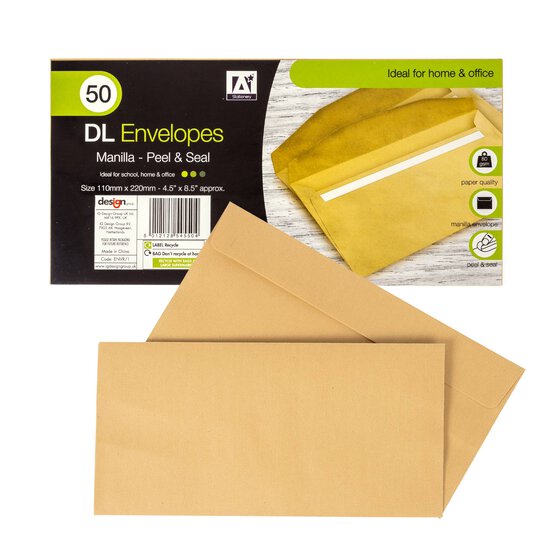 DL Manilla Envelopes 50 Pack image number 1
