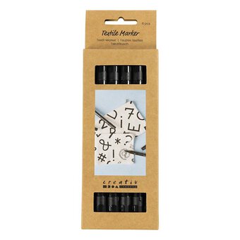 Black Textile Markers 6 Pack