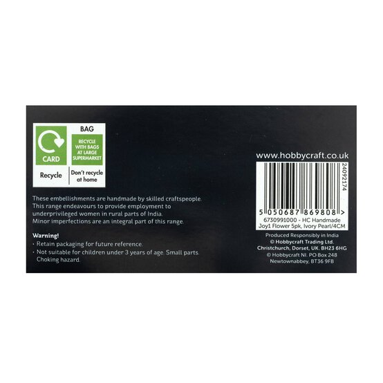 Handmade Ivory Pearl Joy Flowers 5 Pack image number 5