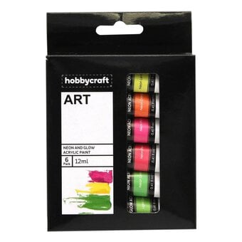 Neon Acrylic Paint Pots 12ml 6 Pack image number 2