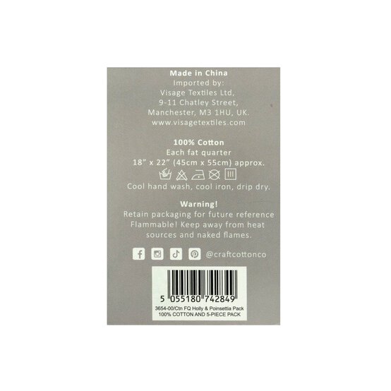 Holly and Poinsettia Fat Quarters 5 Pack image number 9