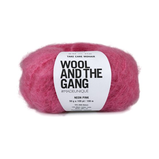 Wool and the Gang Neon Pink Take Care Mohair 50g Hobbycraft