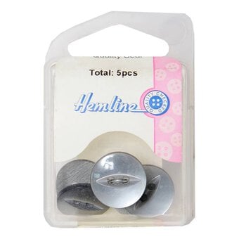 Hemline Grey Basic Fish Eye Button 5 Pack