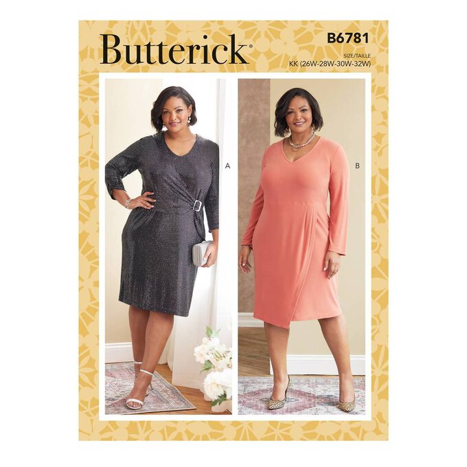 Butterick Women’s Dress Sewing Pattern B6781 (26W-32W) image number 1