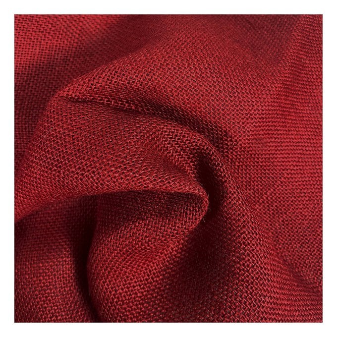 Dark Red Hessian Fabric by the Metre image number 1