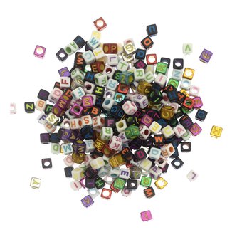 Mixed Metallic Alphabet Beads 50g