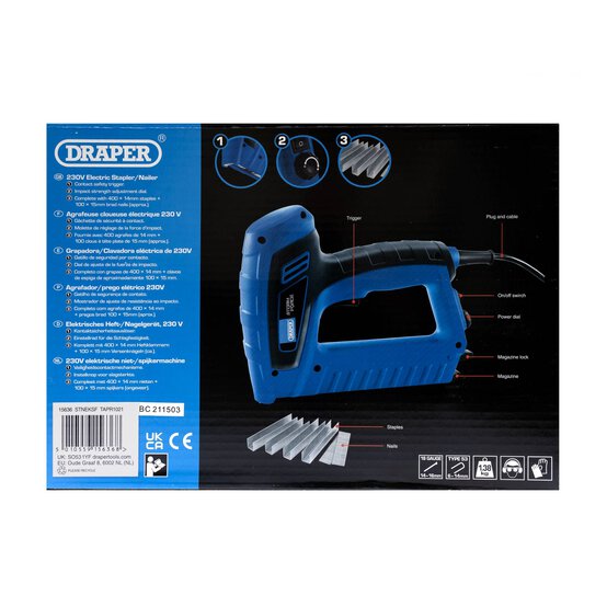 Draper Storm Force Electric Stapler and Nailer 16mm image number 5