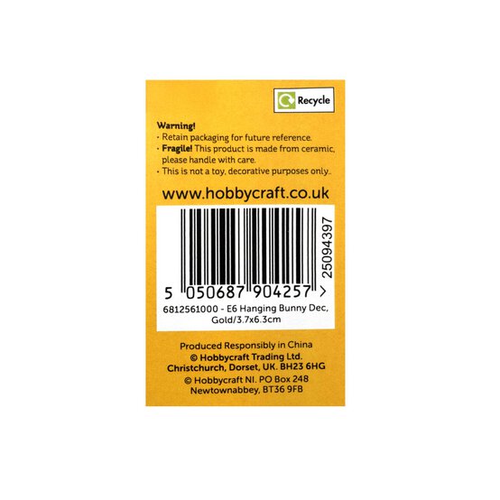 Hanging Gold Bunny Decoration 6cm image number 4