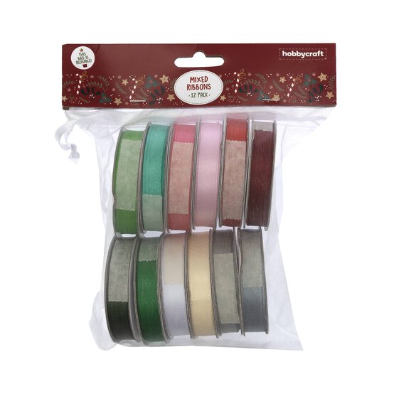 Mixed Christmas Ribbons 2m 12 Pack image number 3
