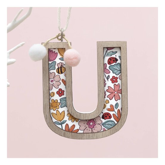 Hanging Wooden Letter U 7.5cm image number 1