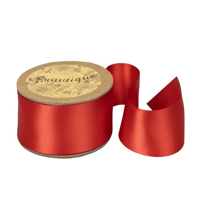 Poppy Red Double-Faced Satin Ribbon 36mm x 5m