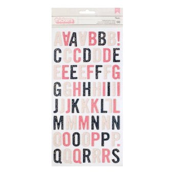 Pink Paislee Amber Chipboard Letter Thickers Stickers 130 Pieces