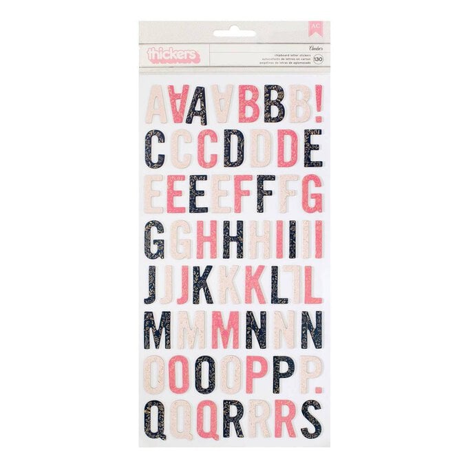 Pink Paislee Amber Chipboard Letter Thickers Stickers 130 Pieces image number 1