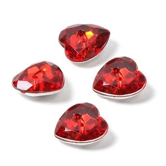 Hemline Red Novelty Crystal Button 4 Pack