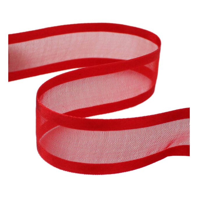 Red Organza Satin-Edged Ribbon 20mm x 4m image number 1