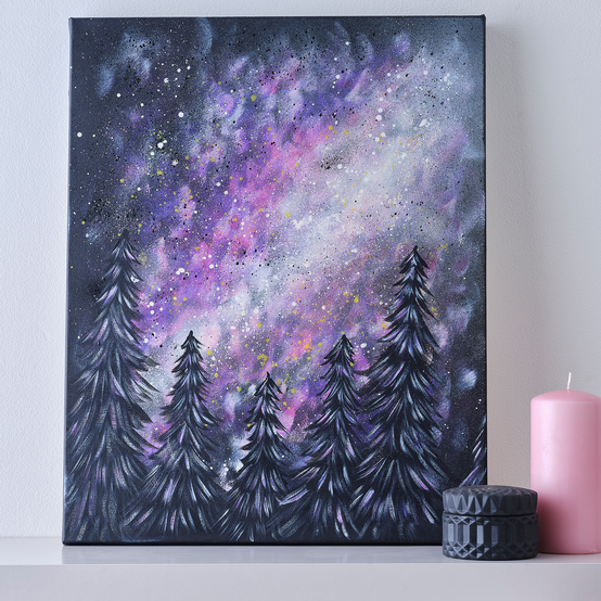 How to Paint a Galaxy Acrylic Painting on Black Gesso image number 1