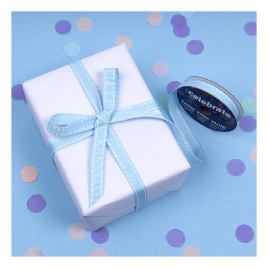 Baby Blue Grosgrain Running Stitch Ribbon 9mm x 5m image number 4