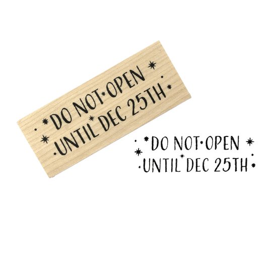 Do Not Open Wooden Stamp 2.5cm x 6.3cm image number 1
