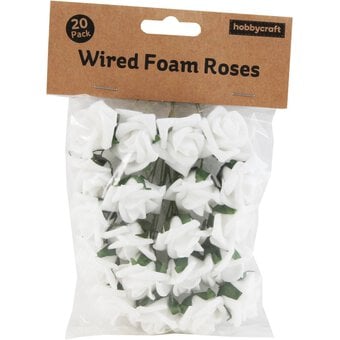 White Wired Rose Heads 20 Pack image number 3