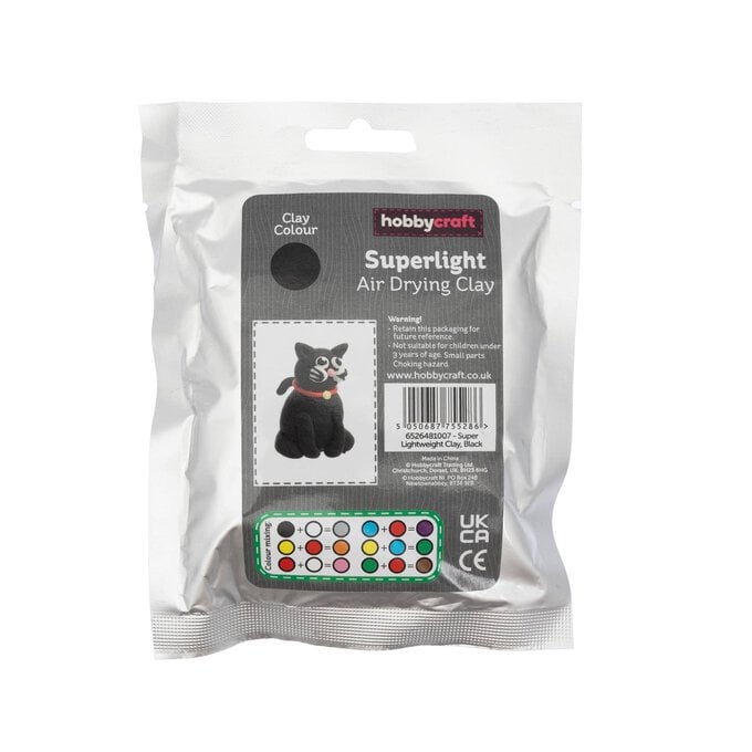 Black Superlight Air Drying Clay 30g image number 1