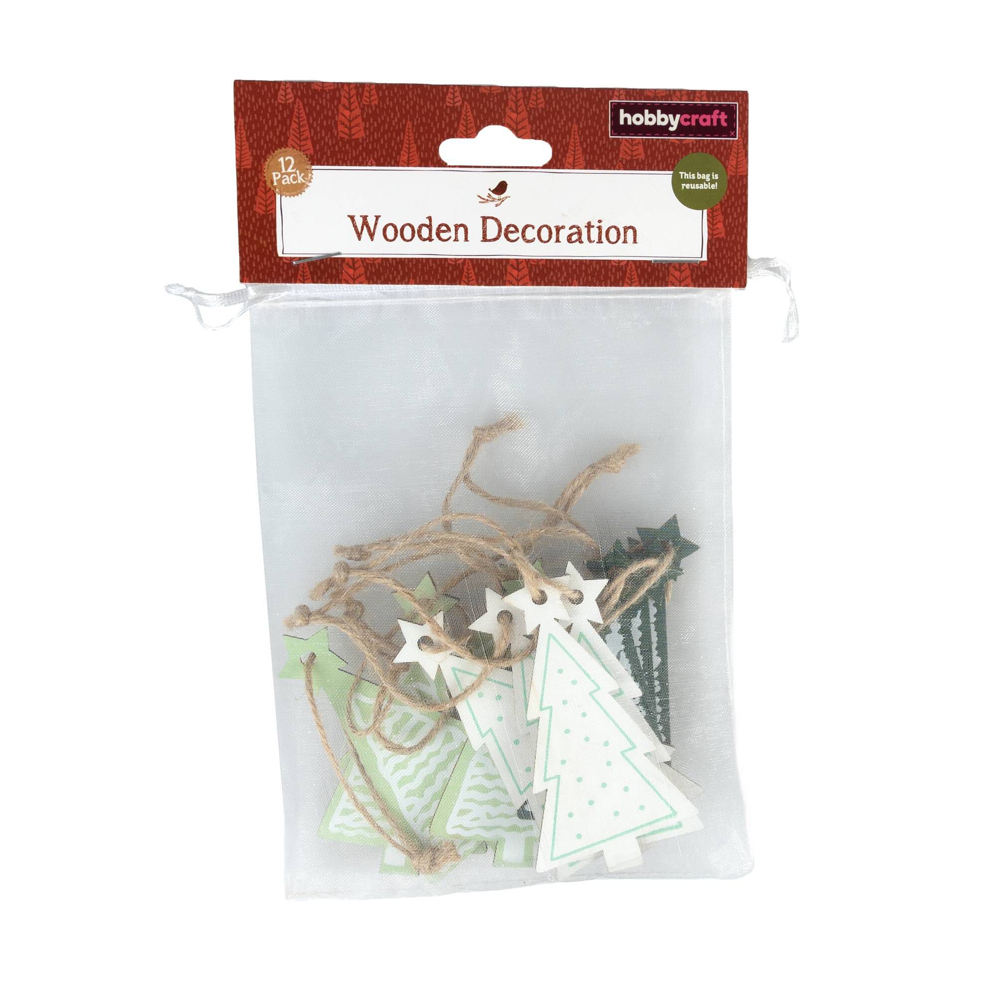 Wooden Christmas Tree Decorations 9cm Hobbycraft