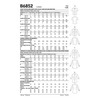 Butterick Women's Shirts  Sewing Pattern B6852 (B5 8-16)