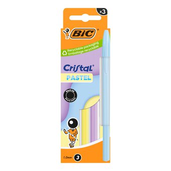 BIC Cristal Pastel Black Ballpoint Pens 3 Pack