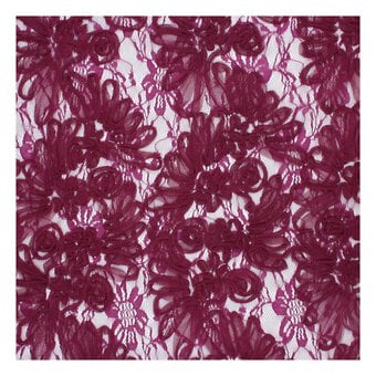 Magenta Floral Cornelli Lace Fabric by the Metre image number 2