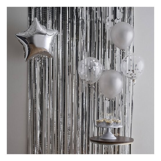 Create & Celebrate Silver Foil Fringe Curtain 1m x 2m image number 1