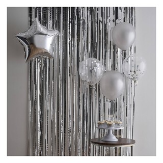 Create & Celebrate Silver Foil Fringe Curtain 1m x 2m
