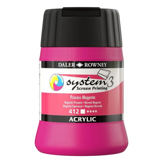Daler-Rowney System3 Process Magenta Screen Printing Acrylic Ink 250ml image number 1