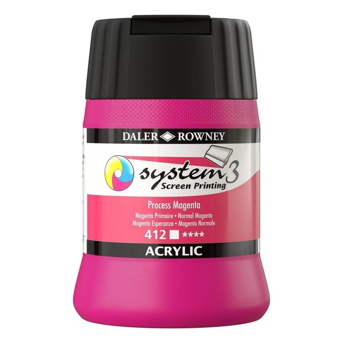 Daler-Rowney System3 Process Magenta Screen Printing Acrylic Ink 250ml image number 1