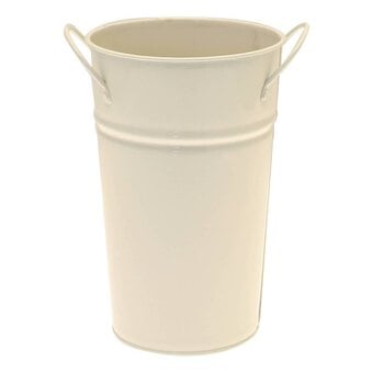Cream Zinc Bucket Vase 20cm