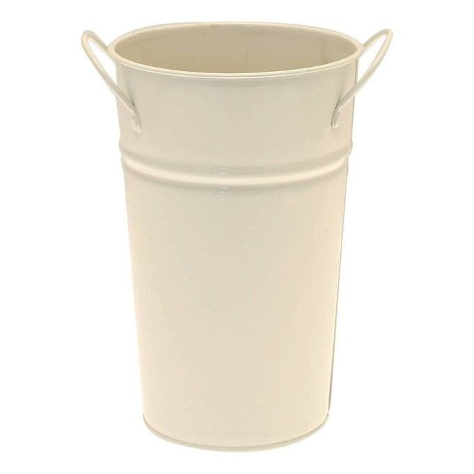 Cream Zinc Bucket Vase 20cm image number 1