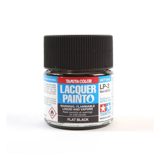 Tamiya Flat Black Lacquer Paint 10ml (LP-3)  image number 1