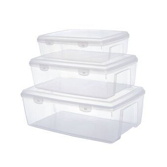 Whitefurze Hinged Allstore Storage Boxes Set 3 Pack