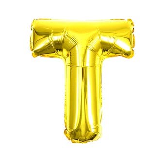 Gold Foil Letter T Balloon