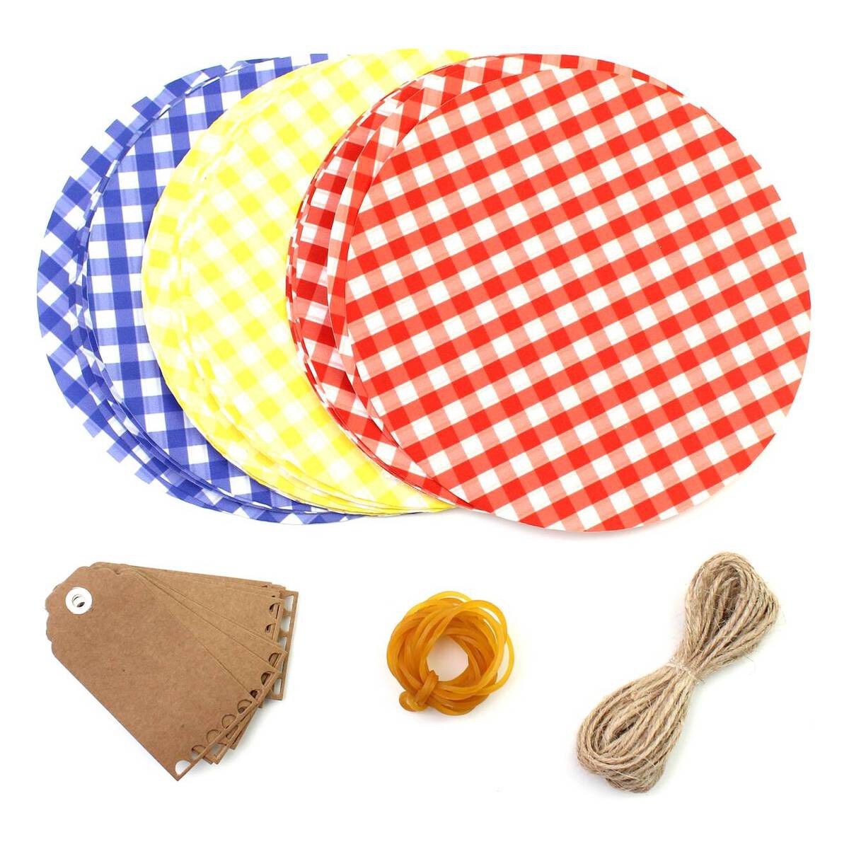 Ginger Ray Large Gingham Jam Jar Topper Kit 20 Pack Hobbycraft