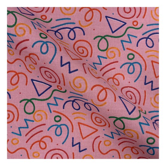Pink Rainbow Squiggle Single Cotton Fat Quarter image number 2
