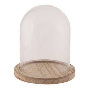 Glass Cloche with Wooden Base 12.5cm x 17cm