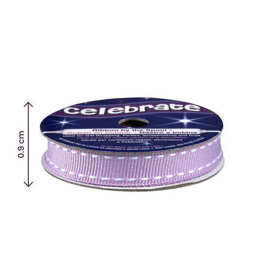 Lavender Grosgrain Running Stitch Ribbon 9mm x 5m image number 3