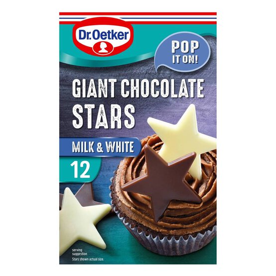 Dr. Oetker Milk and White Giant Chocolate Stars 20g image number 1