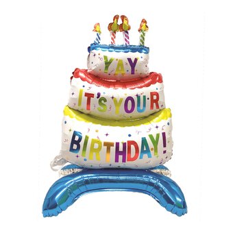 Standing Foil Happy Birthday Cake Balloon 60cm
