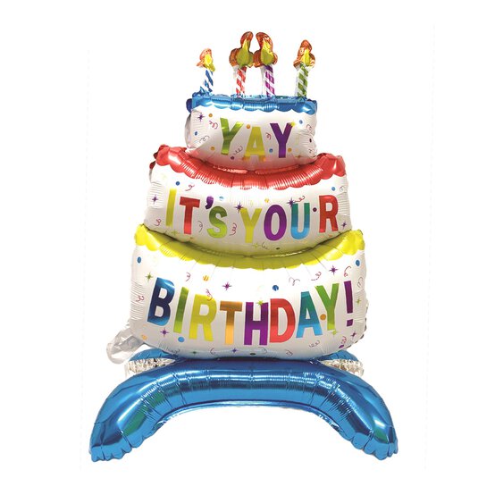 Standing Foil Happy Birthday Cake Balloon 60cm image number 2
