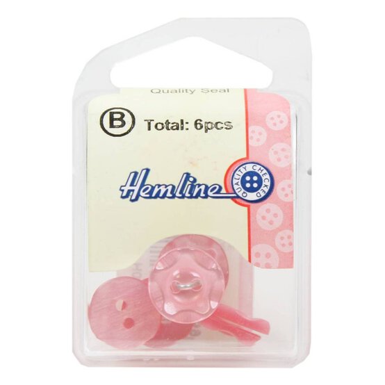 Hemline Pink Basic Scalloped Edge Button 6 Pack image number 2
