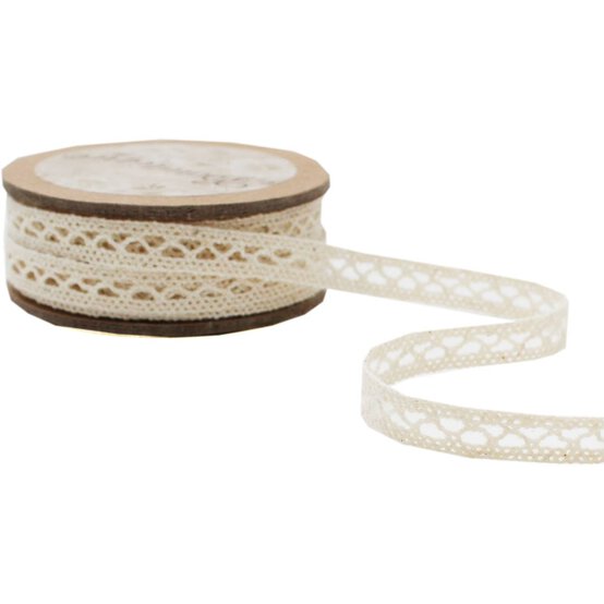 Cream Cotton Lace Ribbon 9mm x 5m image number 3