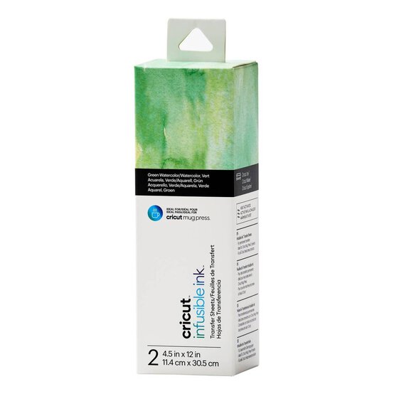 Cricut Infusible Ink Green Watercolour Mug Press Transfer Sheets 2 Pack image number 1