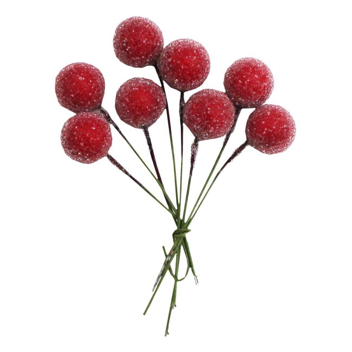 Frosted Red Berry Picks 8 Pieces Hobbycraft