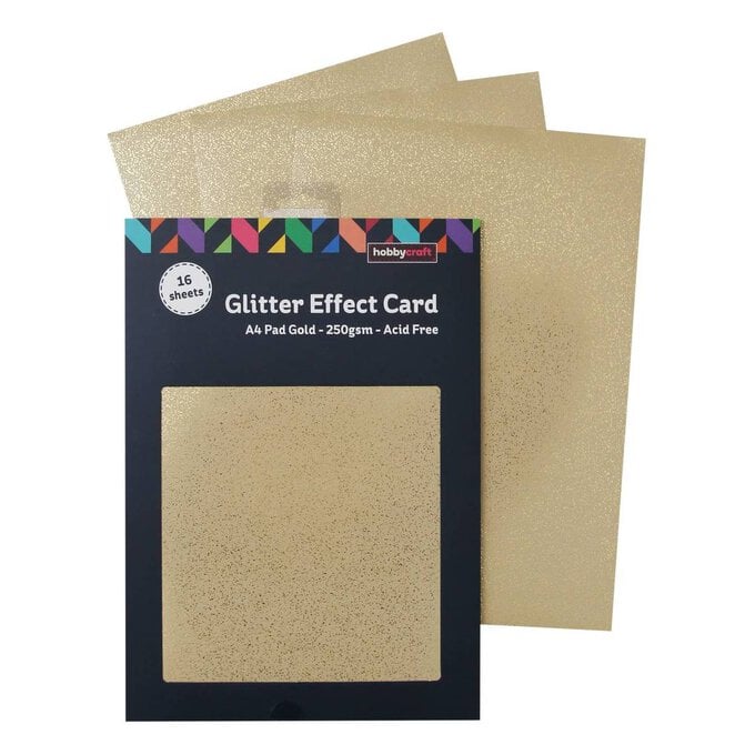 Gold Glitter Effect Card A4 16 Sheets image number 1
