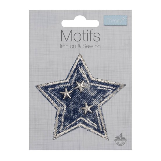Trimits Denim Star Iron-On Motif image number 1